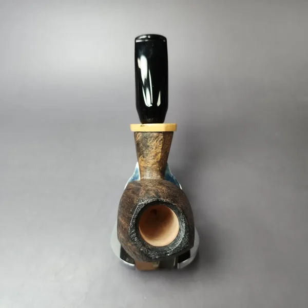 Peter Toth Contrast Sandblasted Freehand w/ Spalted Oak Handmade Briar Pipe, New - Image 8