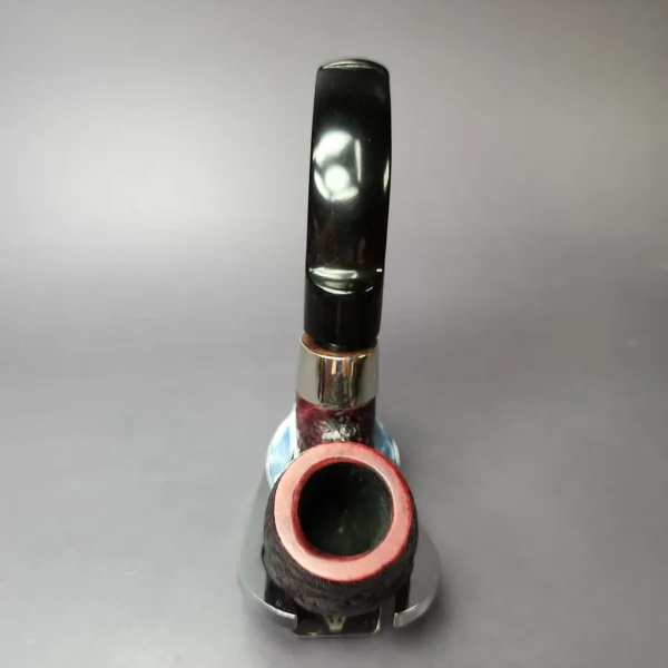 Brebbia First Sabbiata 6013 Sandblasted Bent Billiard w/ Silver Estate Briar Pipe, Italian Estates - Image 8