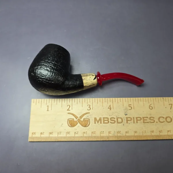 RD Pipes by Ron Powell Sandblasted Bent Brandy w/ Spalted Tamarind Briar Pipe, New - Image 8