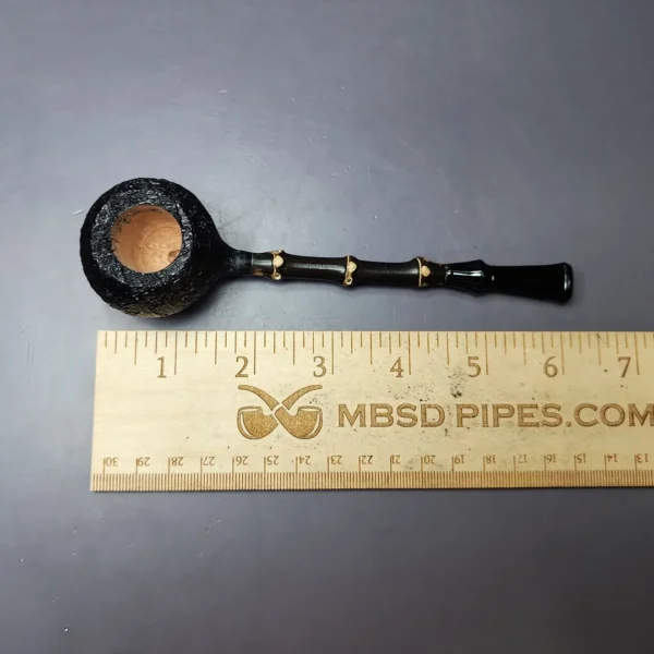 C-Pipe Sandblasted Prince w/ Bamboo Handmade Briar Pipe, New - Image 9