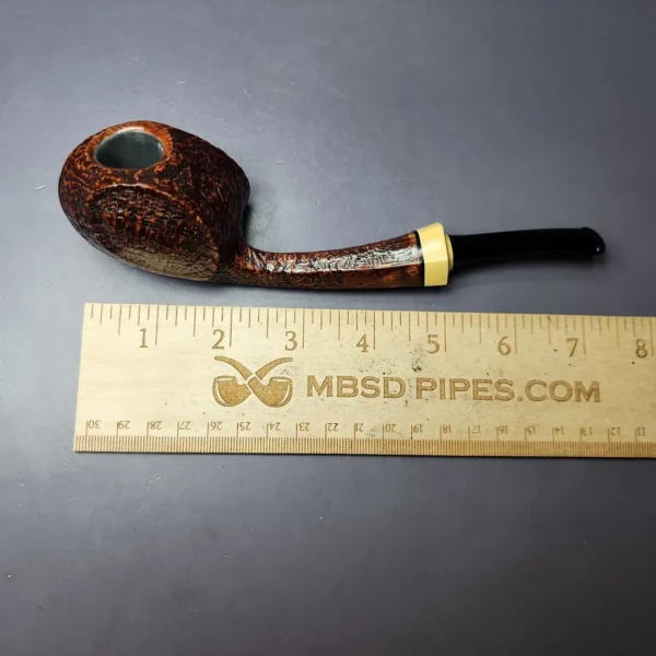 HS Studio Sandblasted Long Shank Blowfish w/ Boxwood Estate Briar Pipe, Unsmoked - Image 9