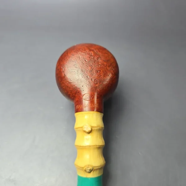 SU Pipes Sandblasted Brandy w/ Buddha Belly Bamboo Handmade Sandblasted Briar Pipe, New - Image 9