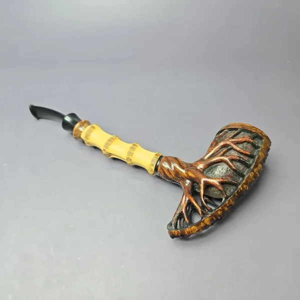 Moonlight Pipes "Radix" Pickaxe w/ Bamboo Handmade Briar Pipe, New - Image 9