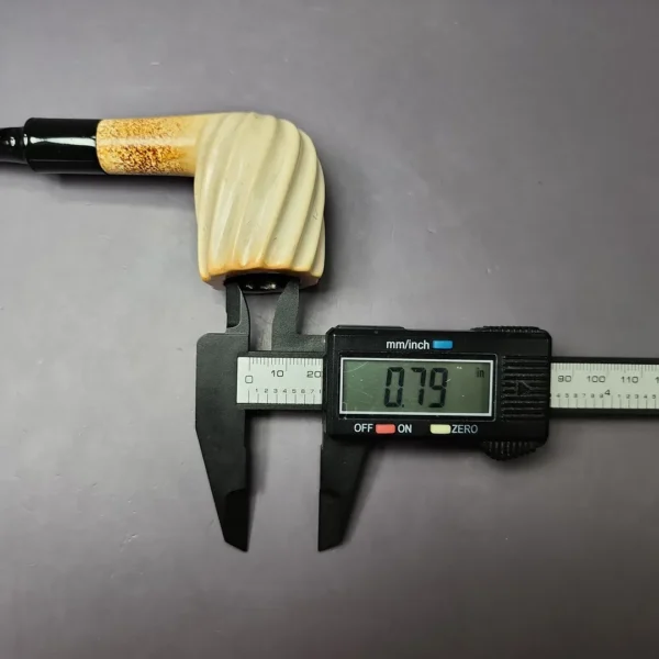 Spiral Carved Billiard Estate Block Meerschaum Pipe w/ Case, Turkish Estates - Image 9