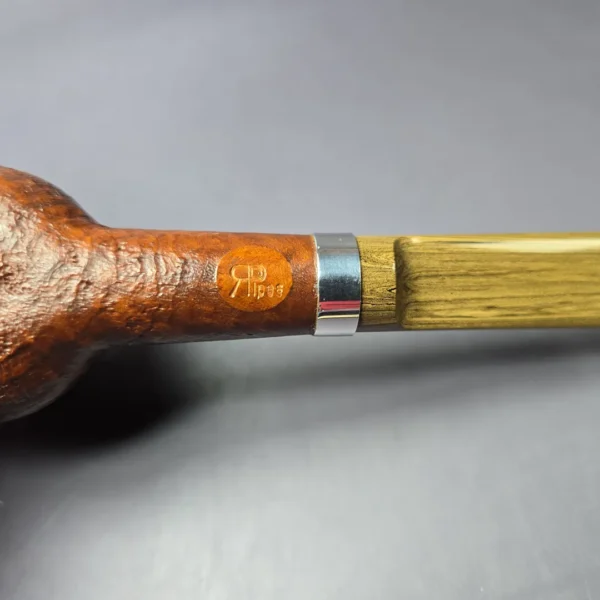 RD Pipes by Ron Powell Sandblasted Brandy w/ Silver Briar Pipe, New - Image 9