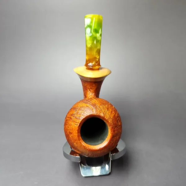 Mina Pipes Sandblasted Danish Apple w/ Olivewood Estate Briar Pipe, Unsmoked - Image 9