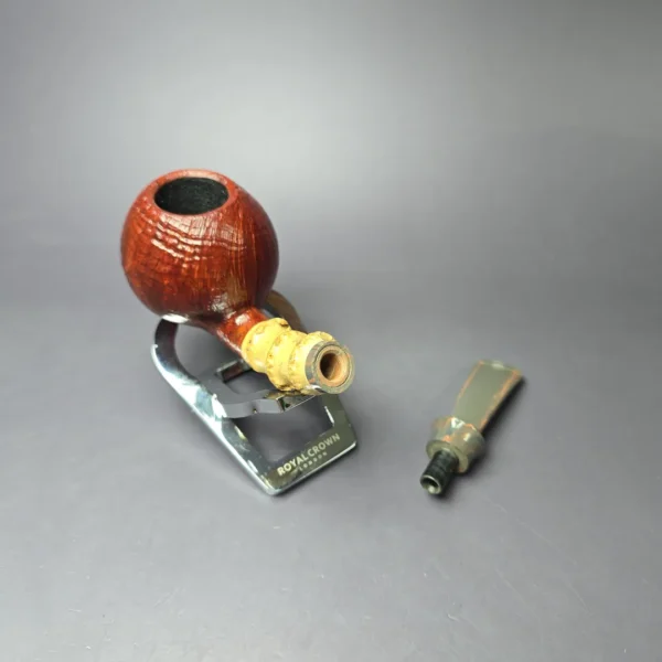 SU Pipes Contrast Sandblasted Apple w/ Bamboo Handmade Briar Pipe, New - Image 10
