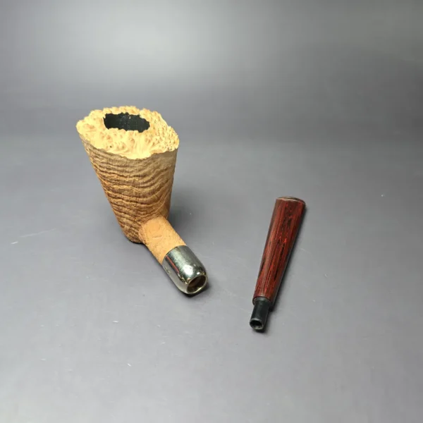 Pipe Tristan XL Natural Sandblast Dublin Sitter w/ Silver Handmade Briar Pipe, New - Image 10