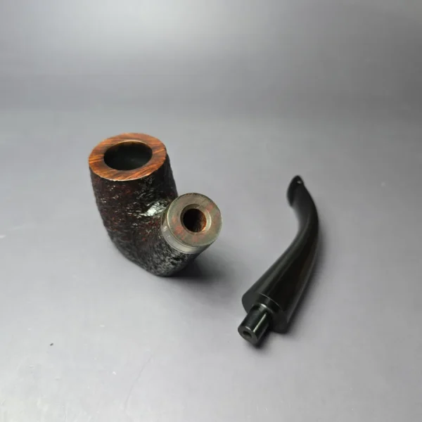 Ferndown Bark 3 Star Partially Rusticated Oom Paul w/ Silver Estate Briar Pipe, English Estates - Image 10