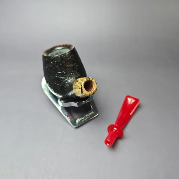 RD Pipes by Ron Powell Sandblasted Bent Brandy w/ Spalted Tamarind Briar Pipe, New - Image 10