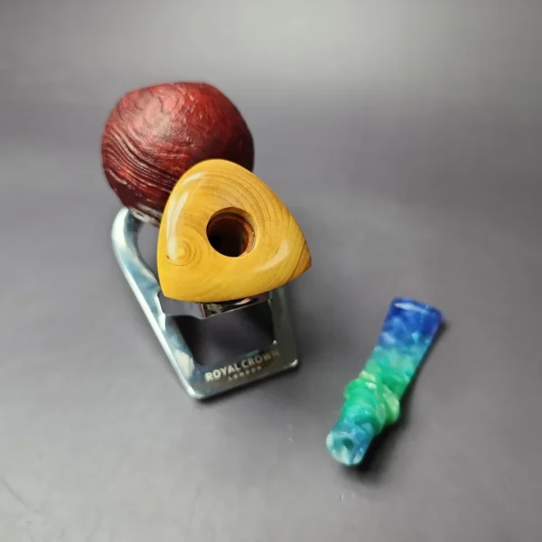 Mina Pipes Sandblasted Danish Apple w/ Olivewood Estate Briar Pipe, Unsmoked - Image 11