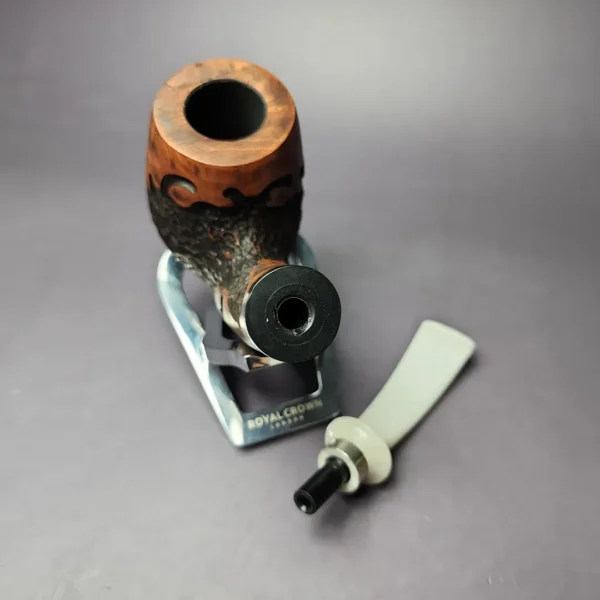 Nording C XL Partially Rusticated Bent Billiard w/ Silver Estate Briar Pipe, Unsmoked - Image 11