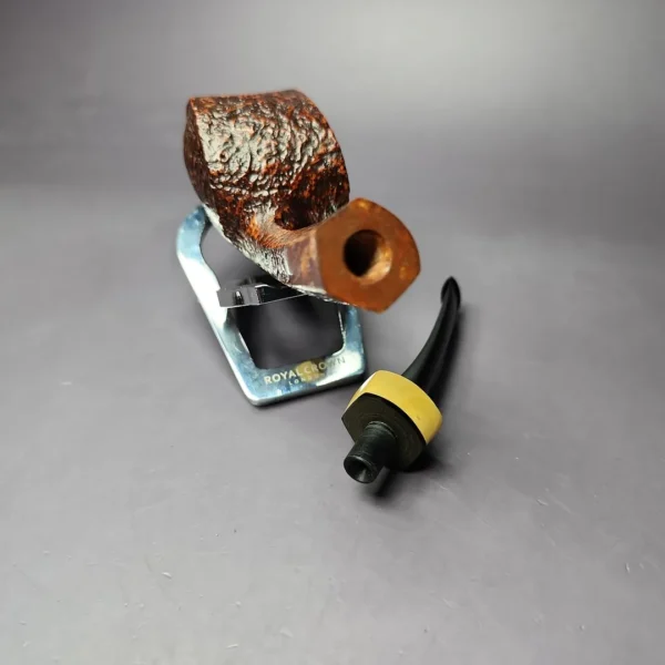 HS Studio Sandblasted Long Shank Blowfish w/ Boxwood Estate Briar Pipe, Unsmoked - Image 11