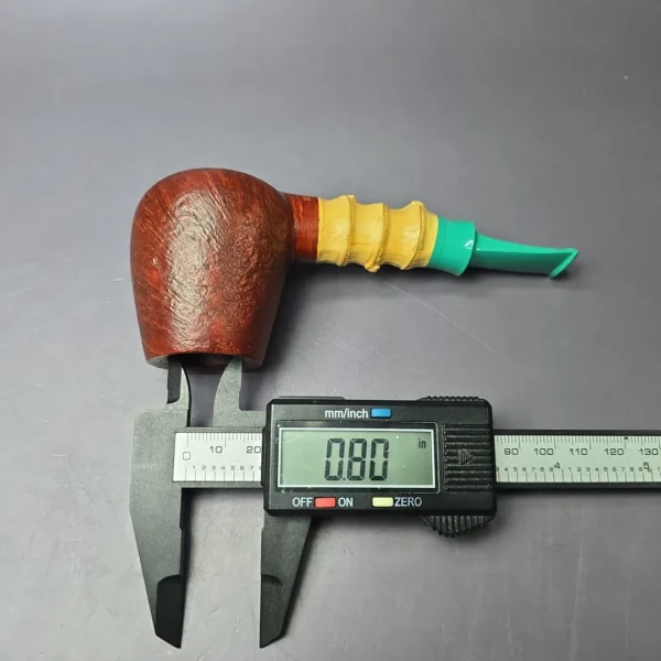 SU Pipes Sandblasted Brandy w/ Buddha Belly Bamboo Handmade Sandblasted Briar Pipe, New - Image 11