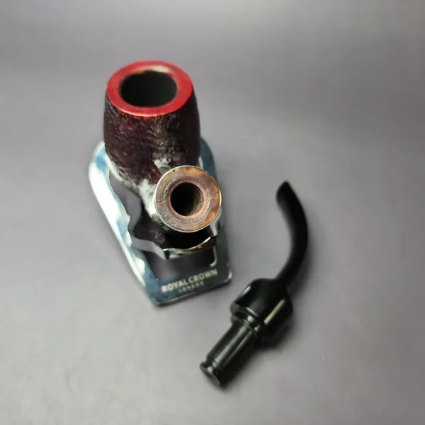 Brebbia First Sabbiata 6013 Sandblasted Bent Billiard w/ Silver Estate Briar Pipe, Italian Estates - Image 11