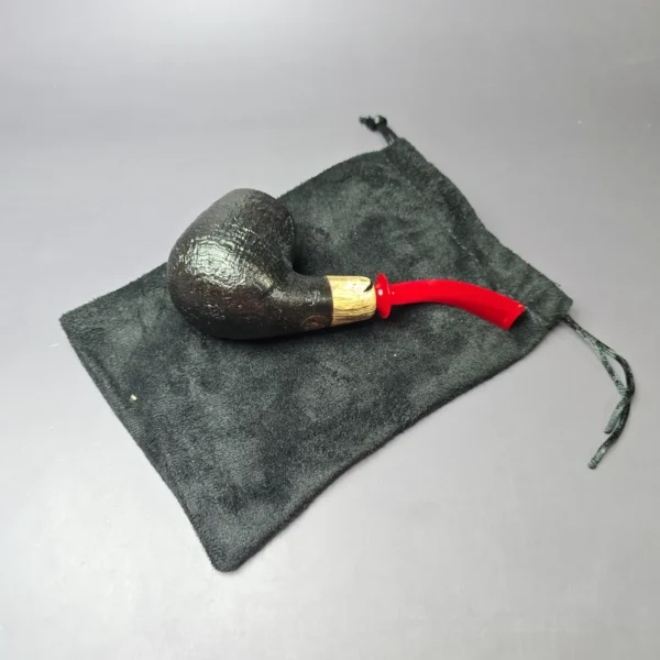 RD Pipes by Ron Powell Sandblasted Bent Brandy w/ Spalted Tamarind Briar Pipe, New - Image 11