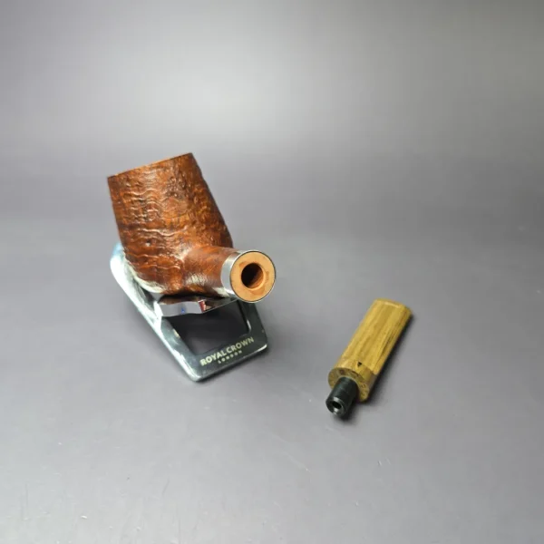 RD Pipes by Ron Powell Sandblasted Brandy w/ Silver Briar Pipe, New - Image 12
