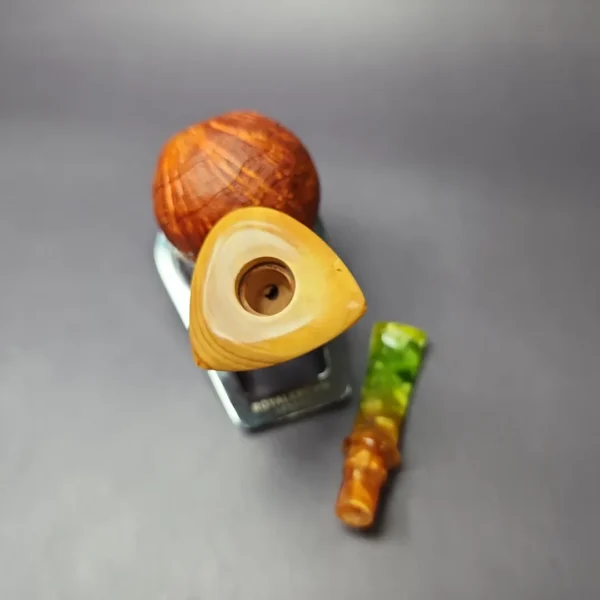 Mina Pipes Sandblasted Danish Apple w/ Olivewood Estate Briar Pipe, Unsmoked - Image 12