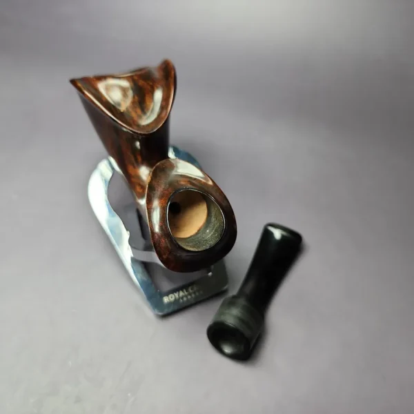 HS Studio Smooth Reverse Calabash Horn Estate Briar Pipe, Unsmoked - Image 12