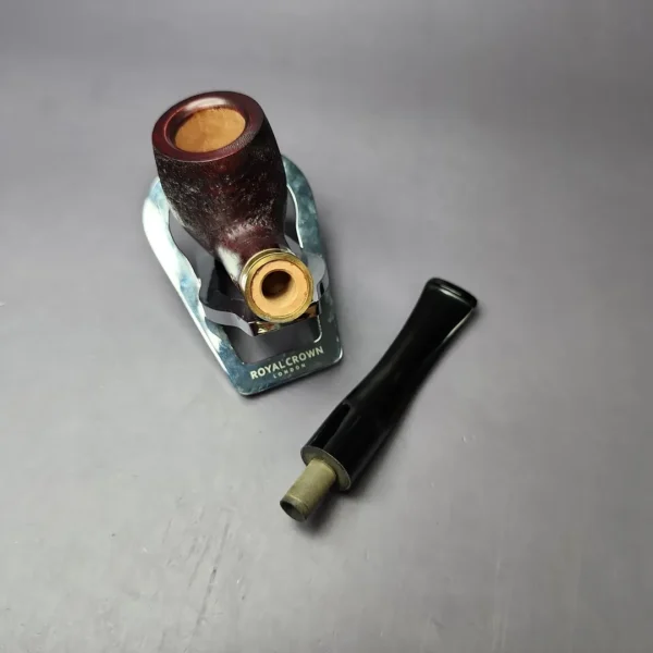 Mina Pipes Sandblasted Bent Billiard w/ Brass Estate Briar Pipe, Unsmoked - Image 12