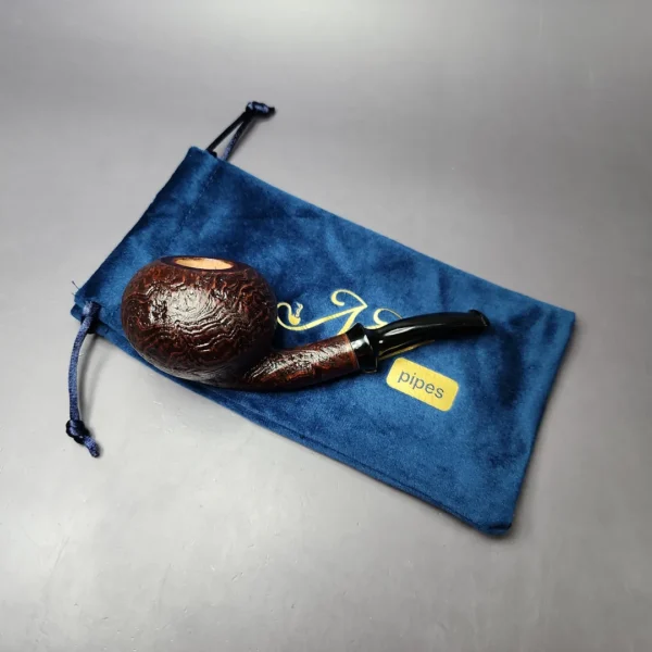 Mina Pipes Sandblasted Squat Tomato Estate Briar Pipe, Unsmoked - Image 11