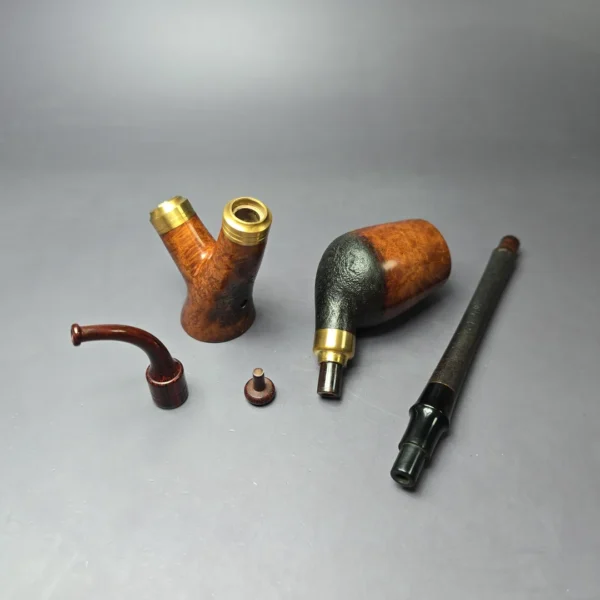 Moonlight Pipes "Neo-Tyrolean" Cavalier w/Brass Handmade Briar Pipe, New - Image 12