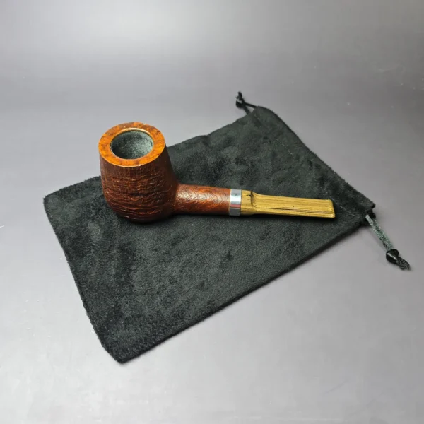 RD Pipes by Ron Powell Sandblasted Brandy w/ Silver Briar Pipe, New - Image 13