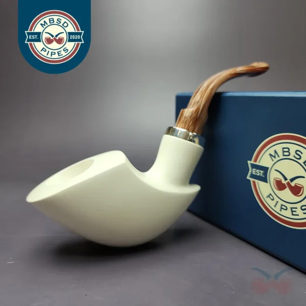 MBSD Meerschaum Silver Reverse Calabash Pickaxe Block Meerschaum Pipe, New