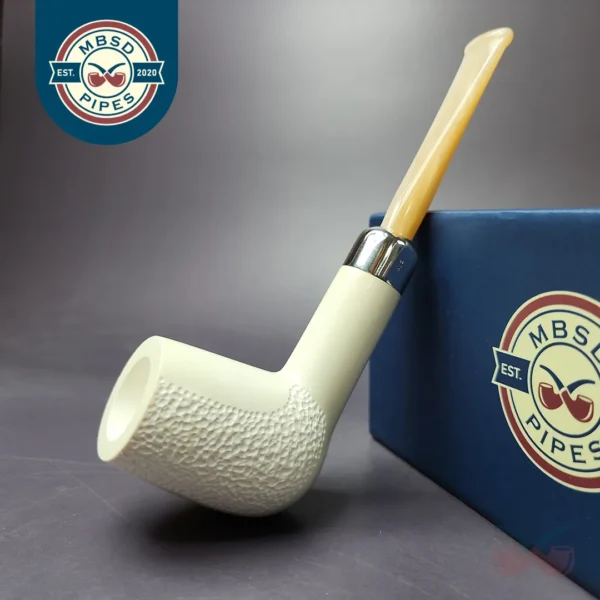 MBSD Meerschaum Silver Army Mount Billiard Block Meerschaum Pipe, New