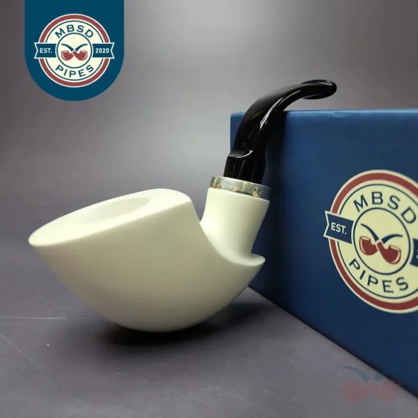 MBSD Meerschaum Silver Reverse Calabash Pickaxe Block Meerschaum Pipe, New