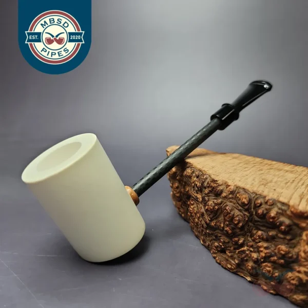 MBSD Meerschaum Deluxe Smooth Poker Block Meerschaum Pipe, Briar-Mortise, New