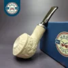 MBSD Meerschaum Silver Floral Bullcap Rev Calabash Block Meerschaum Pipe, New