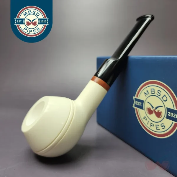 MBSD Meerschaum Deluxe Smooth Bullcap Block Meerschaum Pipe, Briar-Mortise, New