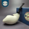 MBSD Meerschaum Silver Smooth Fish Reverse Calabash Block Meerschaum Pipe, New
