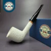 MBSD Meerschaum Deluxe Rusticated Large Billiard Block Meerschaum Pipe, Briar-Mortise, New