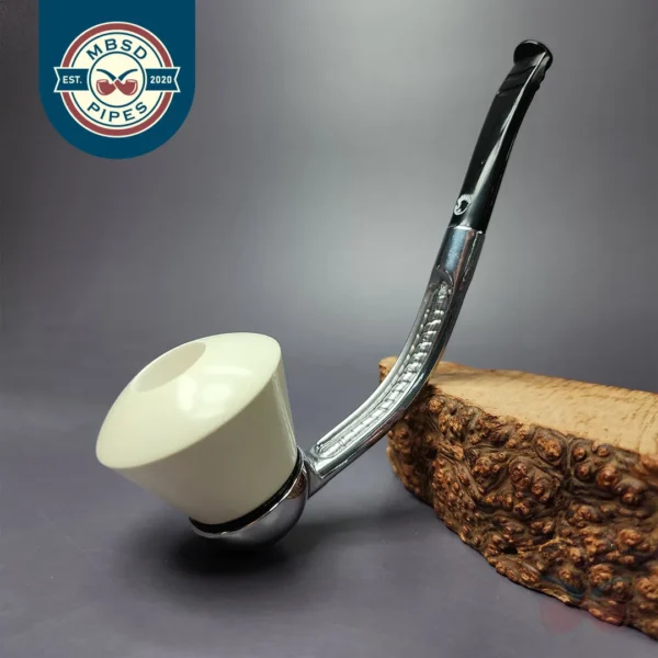 Falcon Chrome Dental w/ MBSD Meerschaum Dublin Block Meerschaum Bowl Pipe, New
