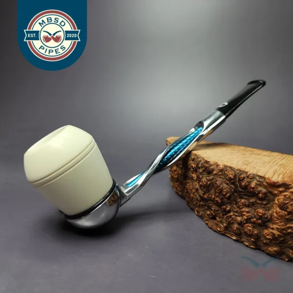 Falcon Shillelagh Blue w/ Smooth Rhodesian MBSD Meerschaum Bowl Pipe, New