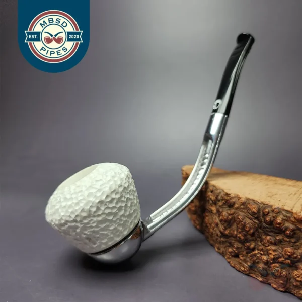 Falcon Chrome Dental w/ MBSD Meerschaum Dublin Block Meerschaum Bowl Pipe, New