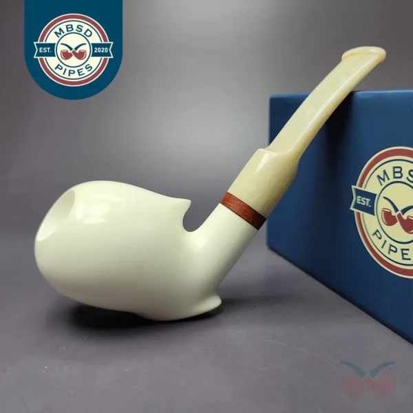 MBSD Meerschaum Deluxe Blowfish Sitter Block Meerschaum Pipe, Briar-Mortise, New