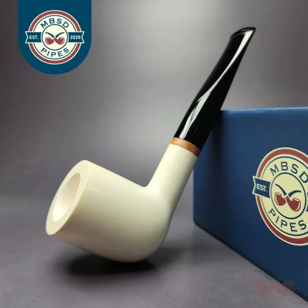 MBSD Meerschaum Deluxe Smooth Large Billiard Block Meerschaum Pipe, Briar-Mortise, New