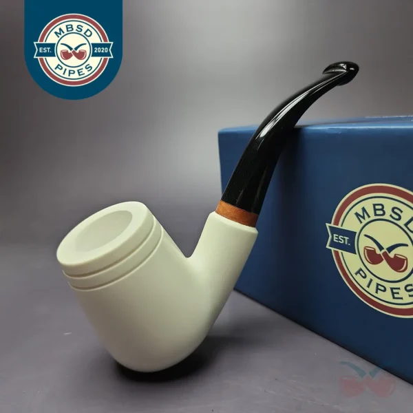 MBSD Meerschaum Deluxe Smooth Brandy Block Meerschaum Pipe, Briar-Mortise, New, 9mm