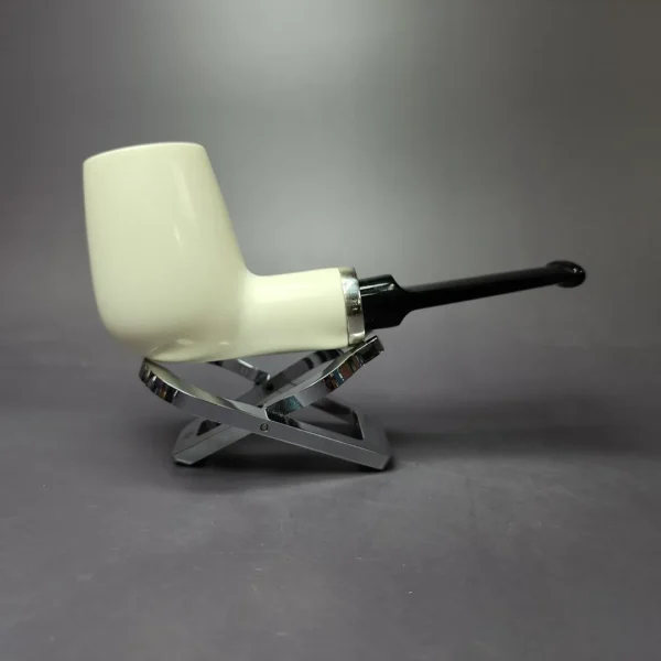 MBSD Meerschaum Silver Smooth Rev Calabash Brandy Block Meerschaum Pipe, New - Image 2