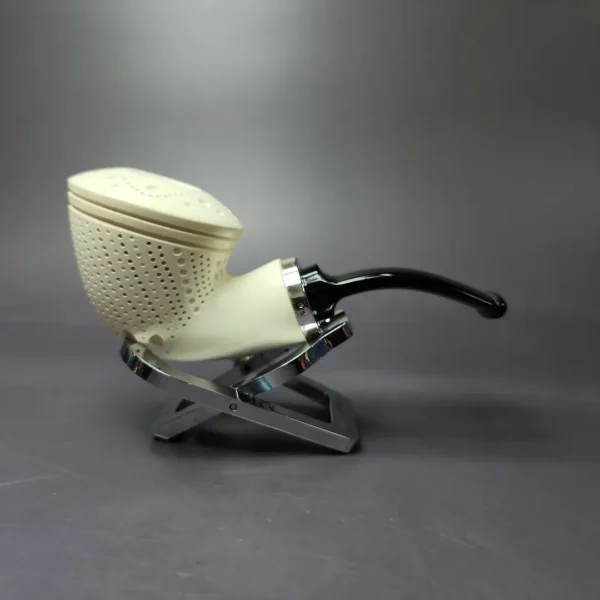MBSD Meerschaum Silver Lattice Rhodesian Reverse Calabash Block Meerschaum Pipe, New - Image 2
