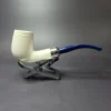 MBSD Meerschaum Silver Army Mount Bent Billiard Block Meerschaum Pipe, New - Image 2