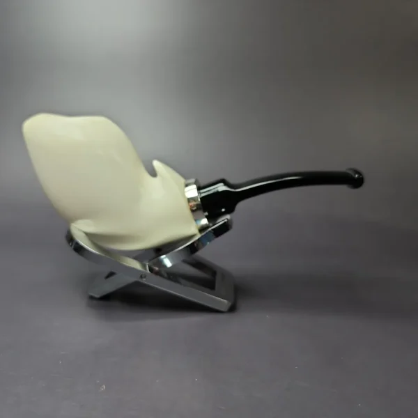 MBSD Meerschaum Silver Smooth Fish Reverse Calabash Block Meerschaum Pipe, New - Image 2