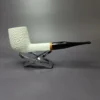 MBSD Meerschaum Deluxe Rusticated Large Billiard Block Meerschaum Pipe, Briar-Mortise, New - Image 2