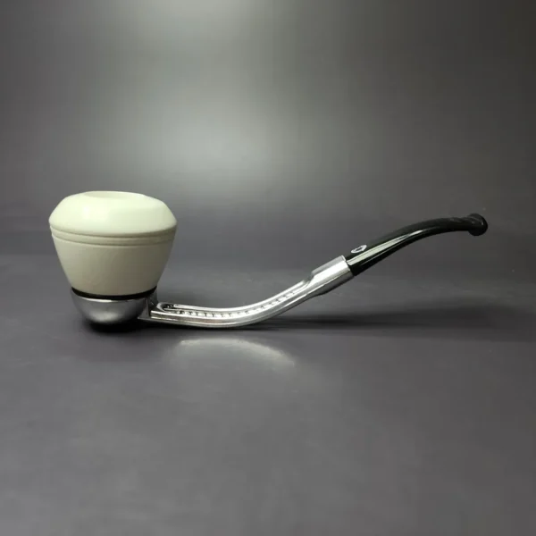 Falcon Chrome Dental w/ MBSD Meerschaum Rhodesian Block Meerschaum Bowl Pipe, New - Image 2