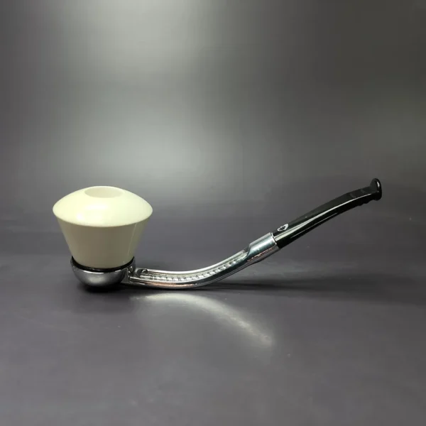 Falcon Chrome Dental w/ MBSD Meerschaum Dublin Block Meerschaum Bowl Pipe, New - Image 2
