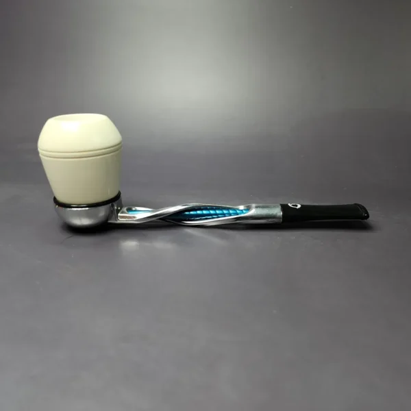 Falcon Shillelagh Blue w/ Smooth Rhodesian MBSD Meerschaum Bowl Pipe, New - Image 2