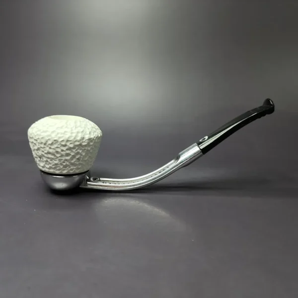 Falcon Chrome Dental w/ MBSD Meerschaum Dublin Block Meerschaum Bowl Pipe, New - Image 2